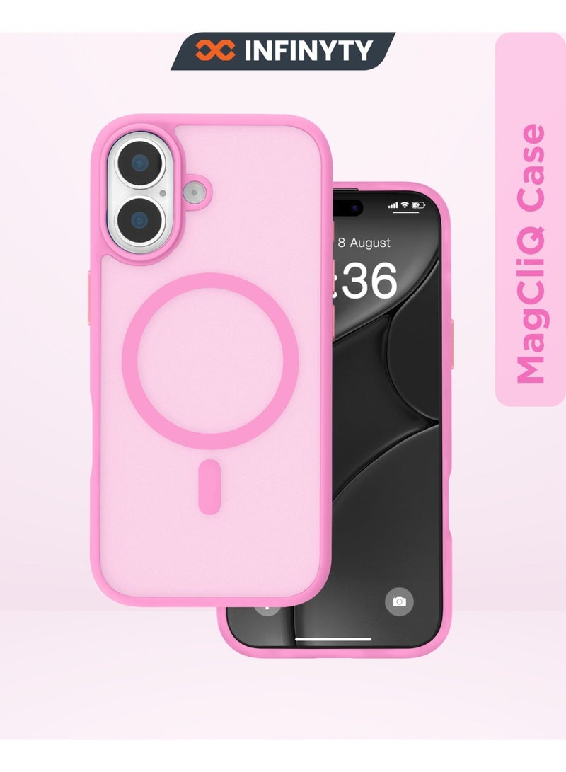INFINYTY iPhone 16 Plus Case– Gleam Series (Pink) Hybrid Matte Finish, Seamless Color Match, MagSafe Compatible, Mil. Grade Drop-Tested, Air Cushion Corners, Soft Touch, Scratch-Resistant - Image 1